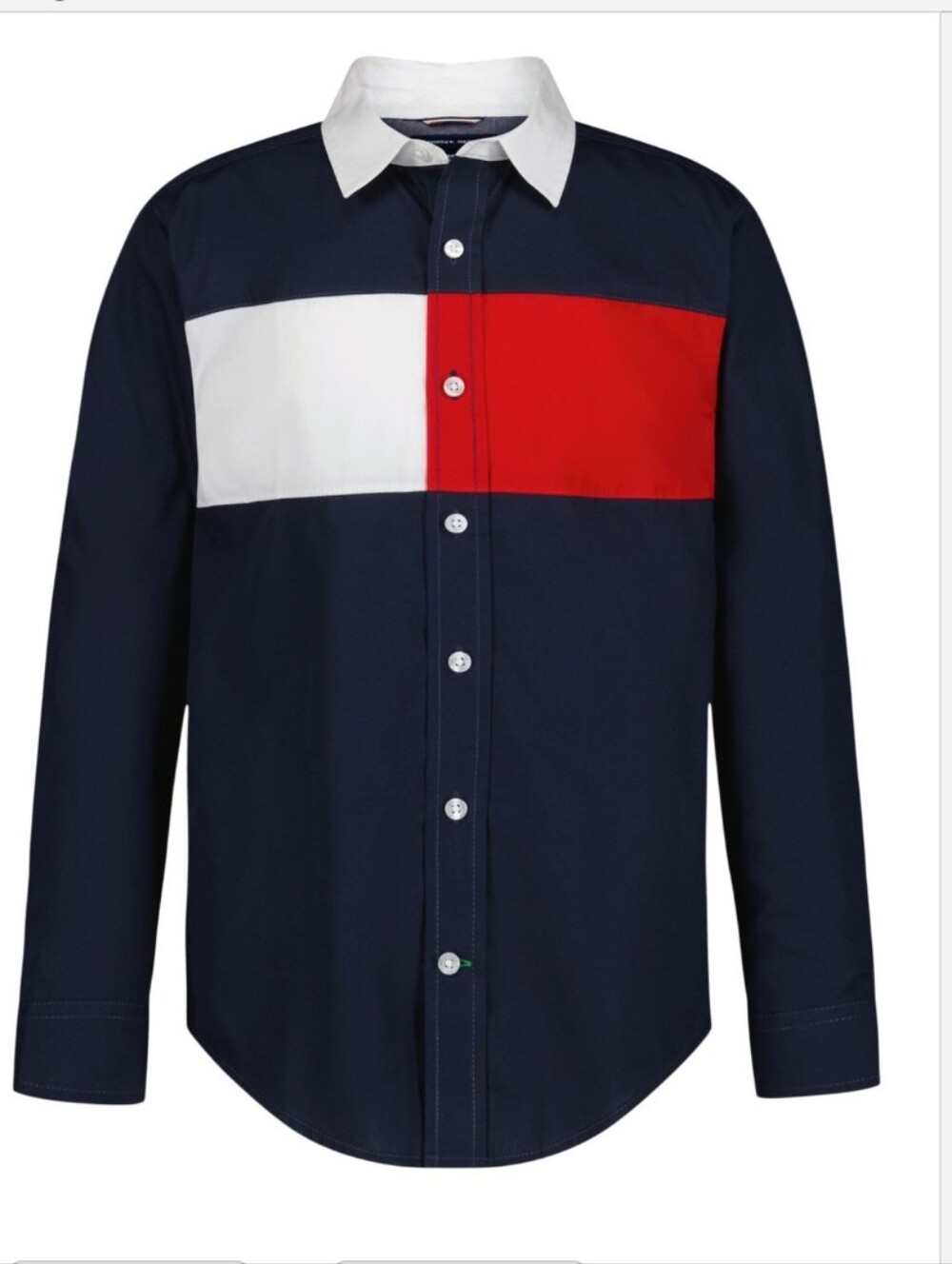 Tommy Hilfiger Boys Chest Flag Point Collar Shirt - NWT